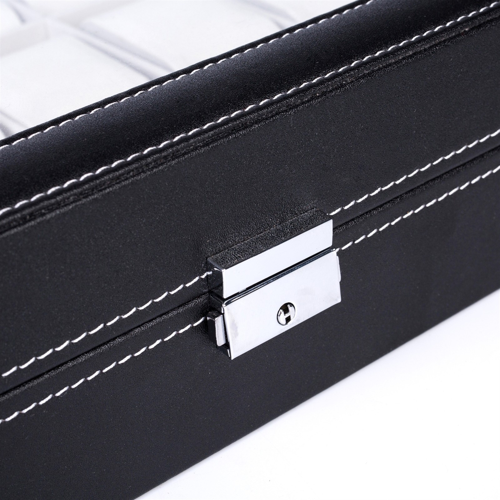 24 Compartments Top-level Opening Style Leather Watch Collection Box Black NEW