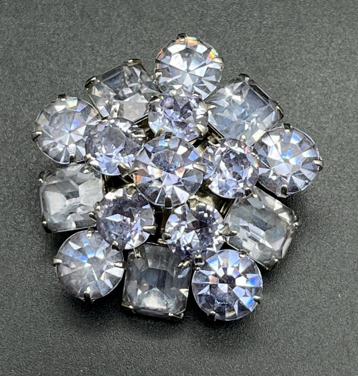 Vintage Coro Faceted Crystal Lavender light Purple Brooch