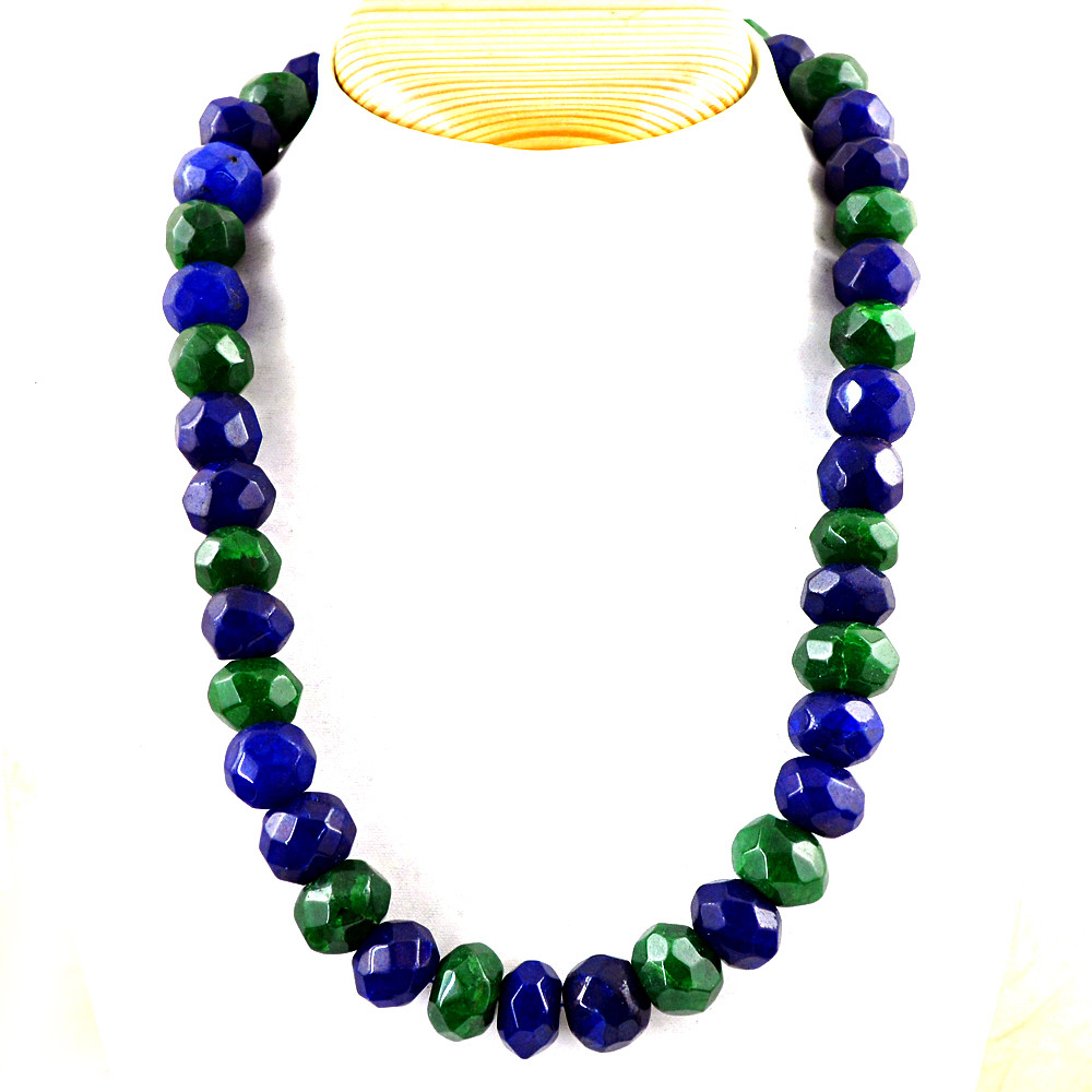 520.00 Cts Earth Mined ENHANCED Sapphire & Emerald Carved Beads Necklace