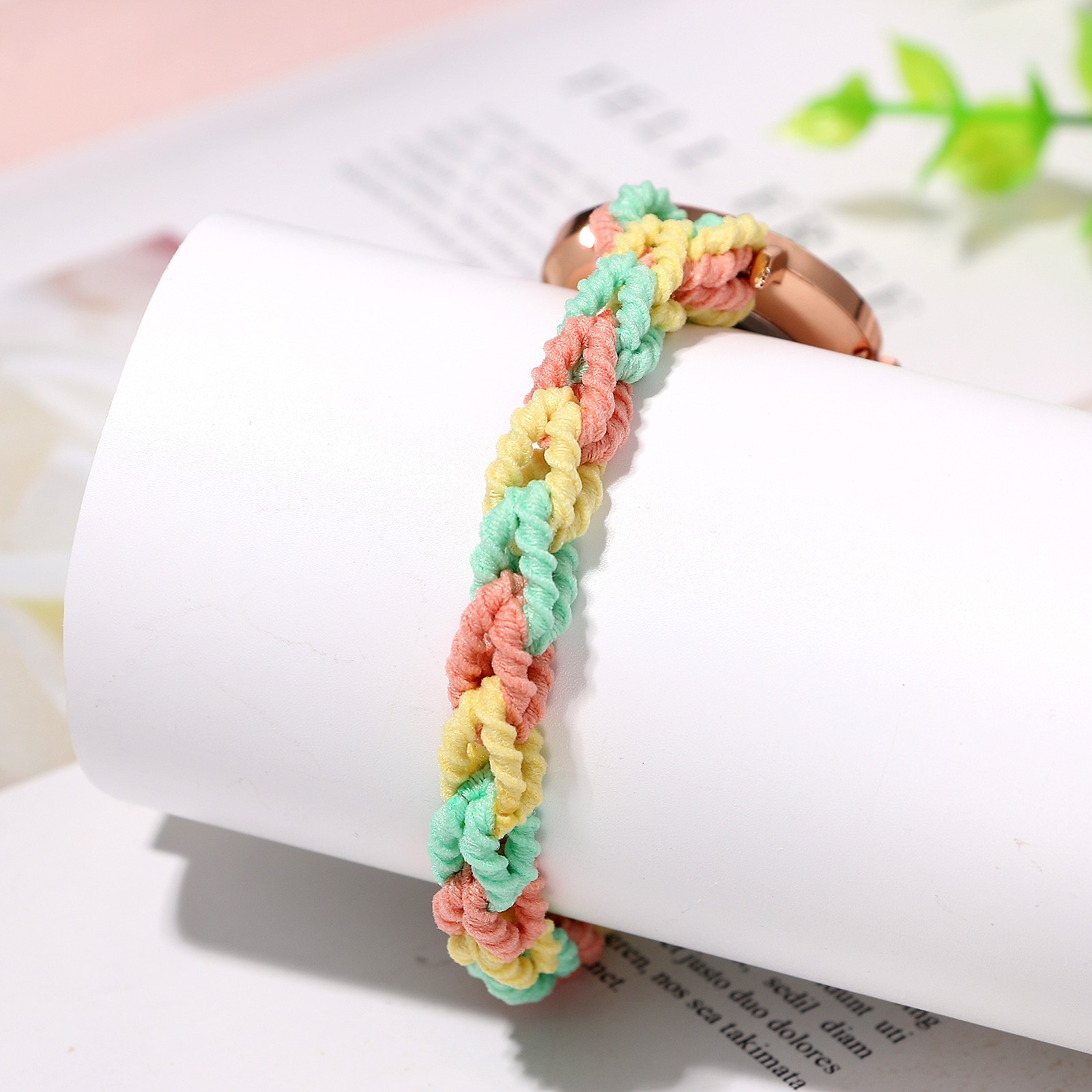 Women’s Girls Stretch Band Watches Elastic Weave Rope Analog Quartz Wrist Watch