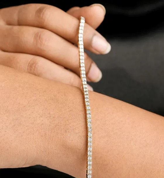 Wedding Festival sale ! Round Natural Diamond Tennis Bracelet 14k Yellow Gold