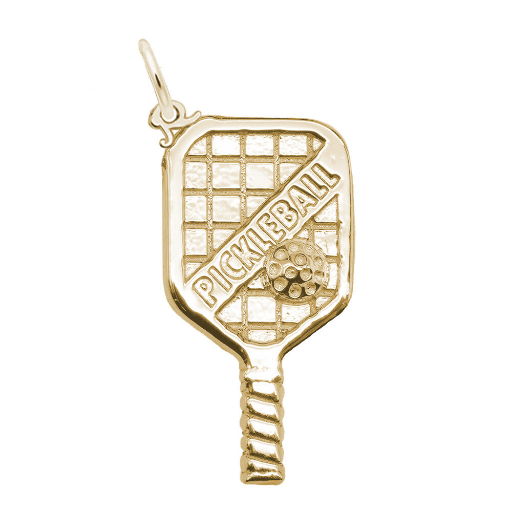 10k or 14k Gold or 925 Silver Large Lettered Pickleball Paddle Charm Rembrandt