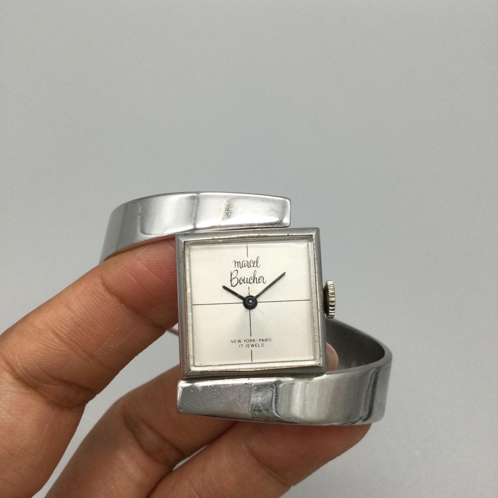 Vintage Marcel Boucher Womens Watch 22mm Silver Tone Bangle Manual Wind 6.5″