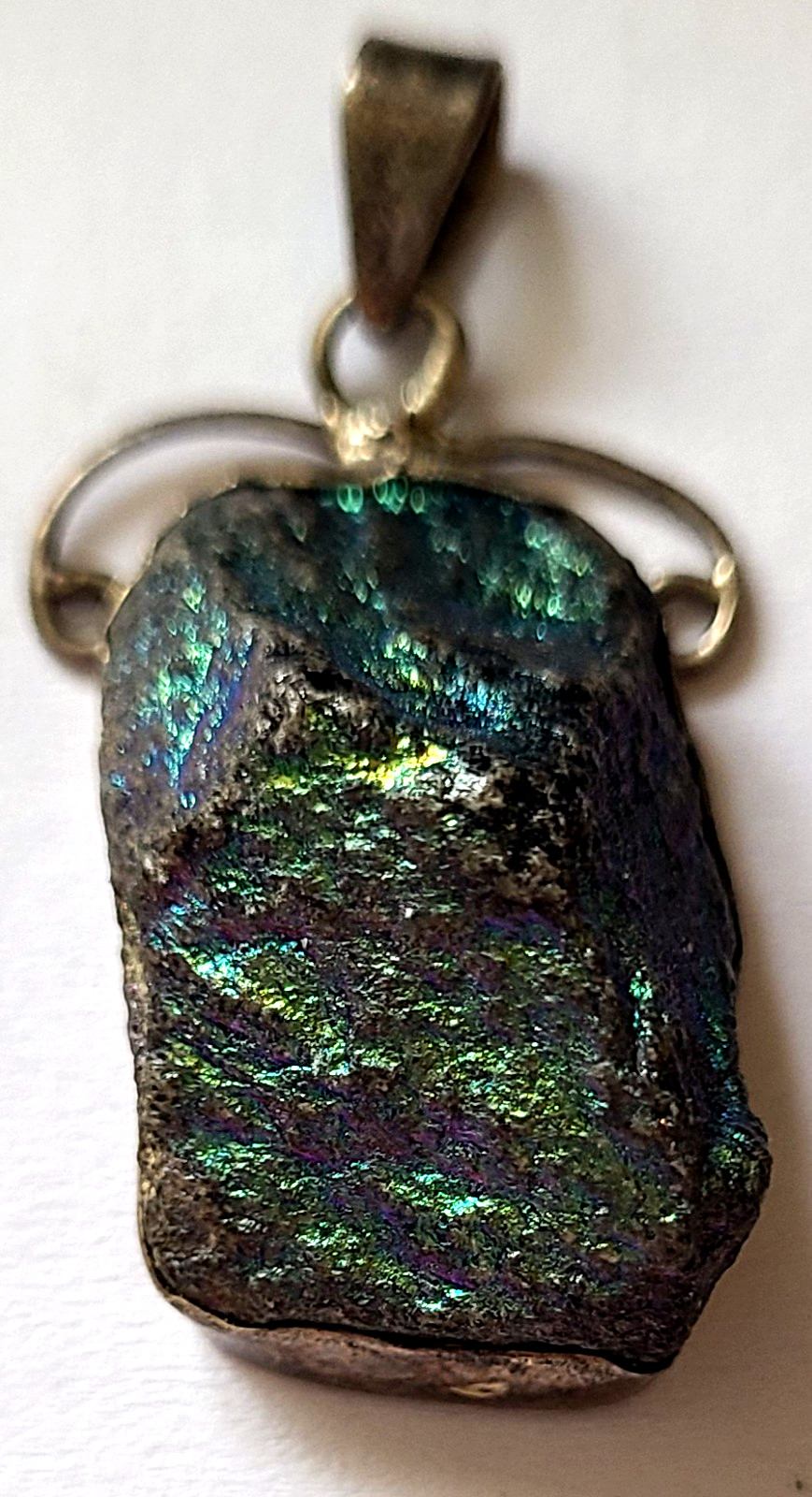VINTAGE STUNNING STERLING SILVER RAINBOW DRUSY QUARTZ GEMSTONE PENDANT SIGN. 925