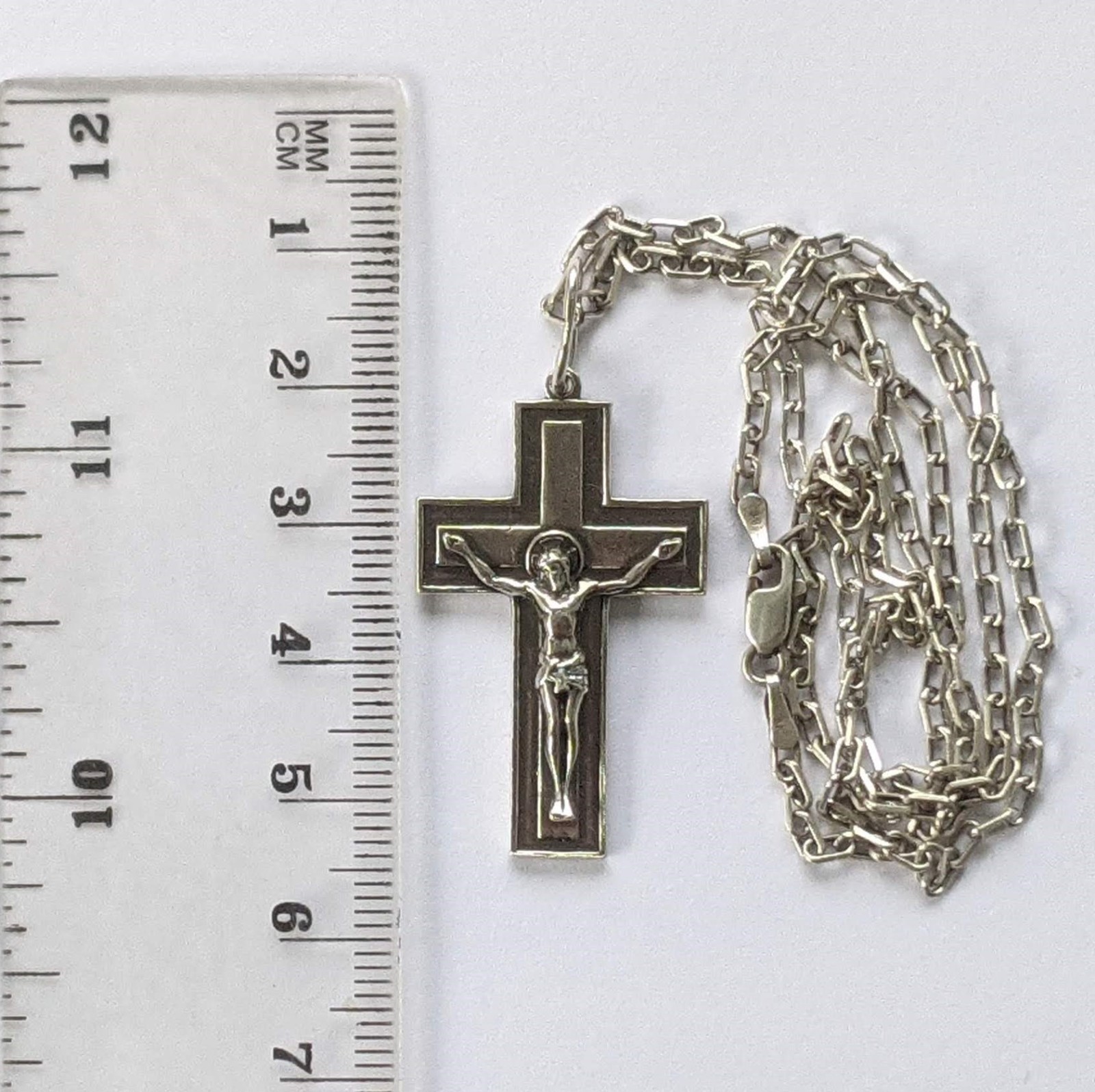 Orthodox Cross on a chain 46 cm. 925 silver. Weight 9.16 g. Prayer in Russian.