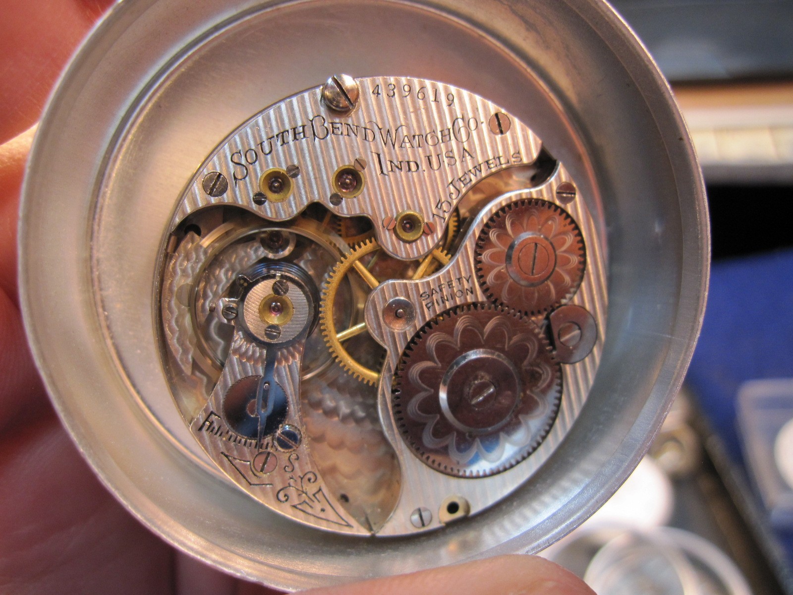 16s South Bend LS HC pocket watch movement ticks