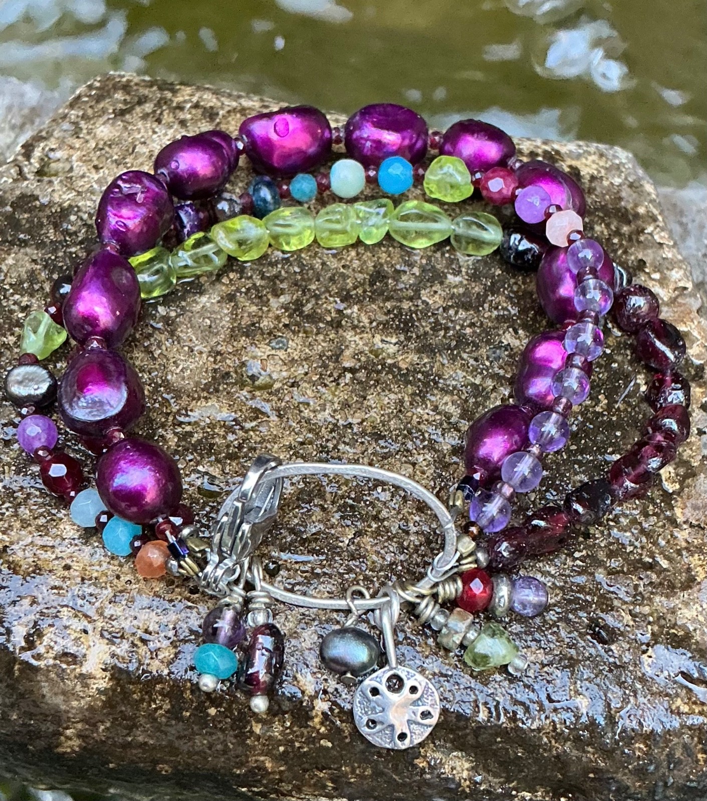 NEW: Inspired by Sundance Catalog, artist crafted three strand bracelet