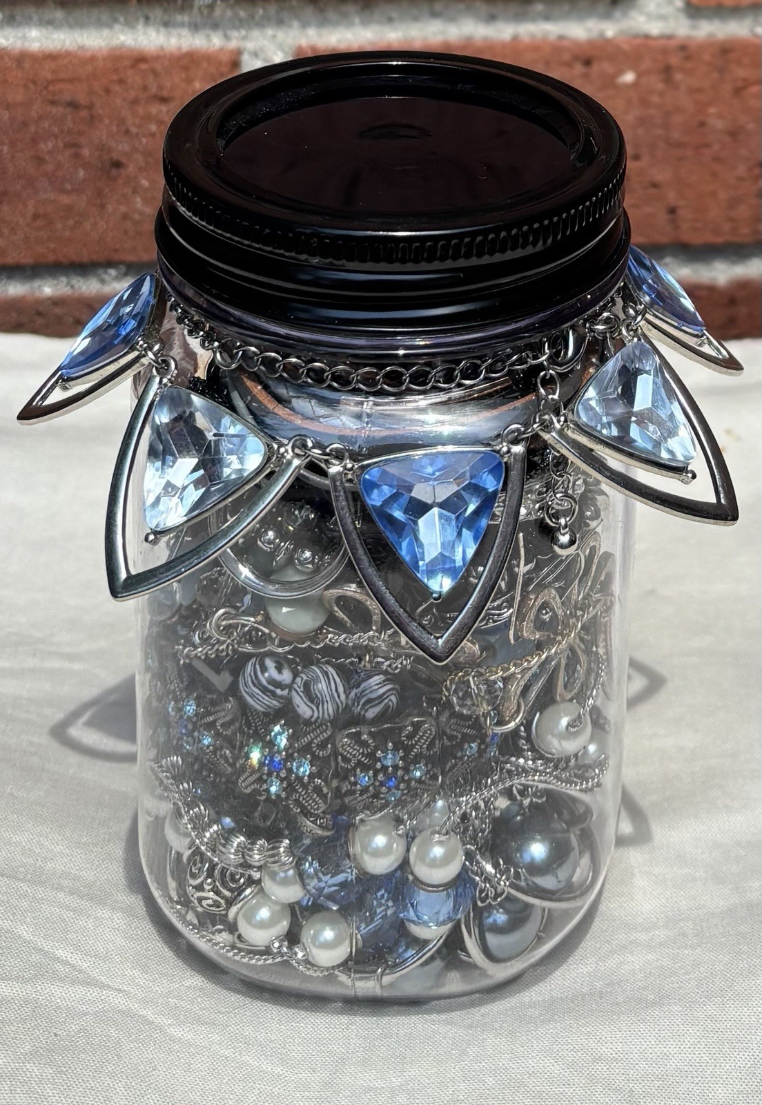 Blue and Silver Mystery Jewelry Jar