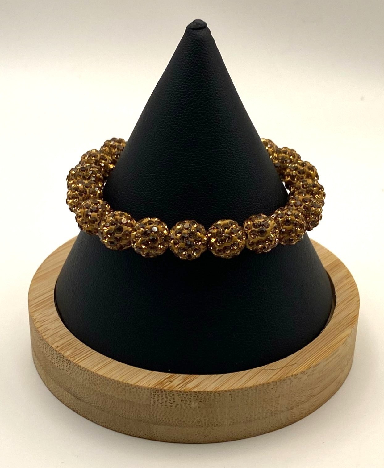 Rusted Cuff Gold Beaded Stretch Bracelet With Silver Charm Pendant
