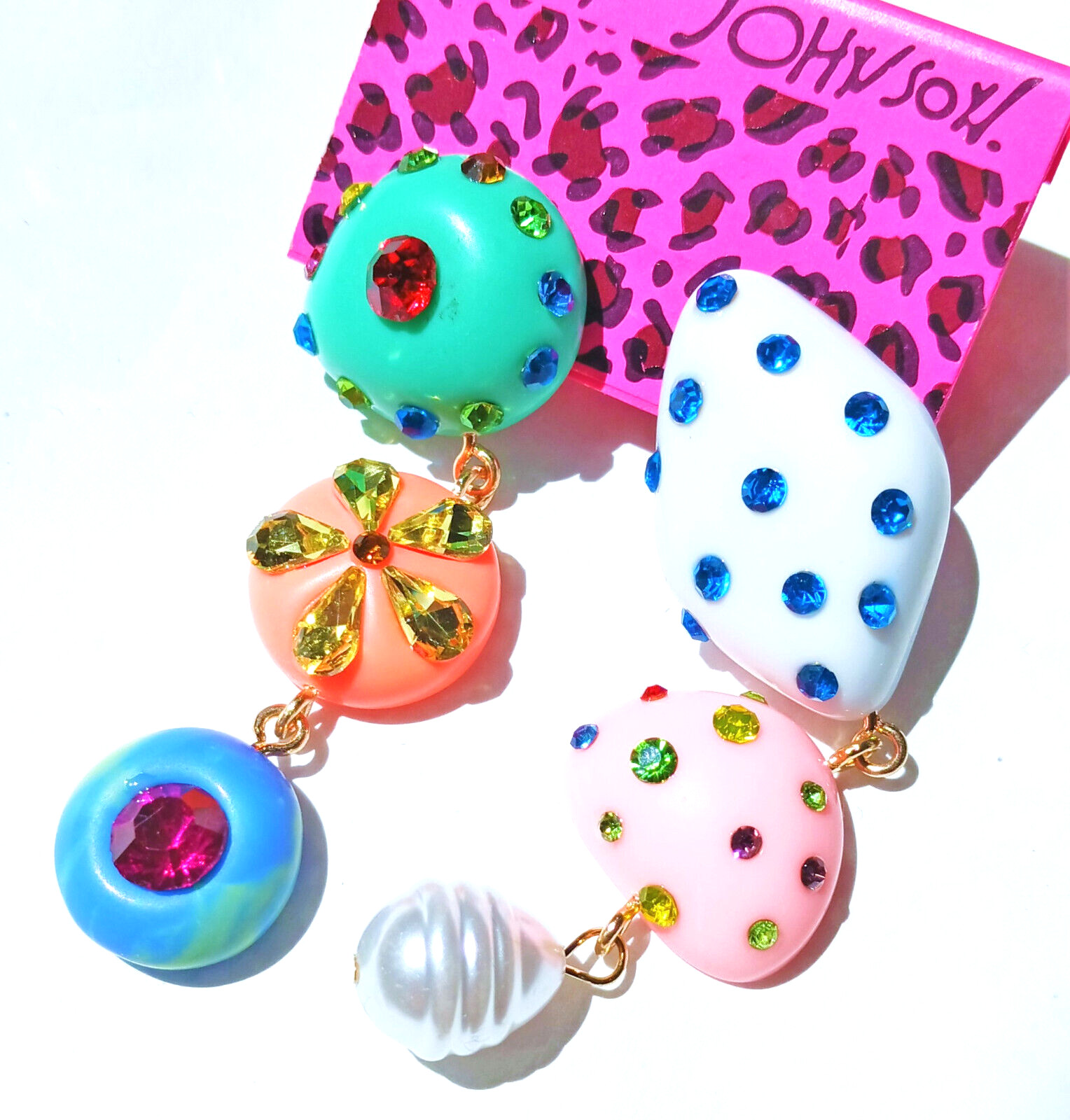 Funky RAINBOW Color FRUIT Flower Pearl TASSEL Betsey Johnson Dangle Earrings H5