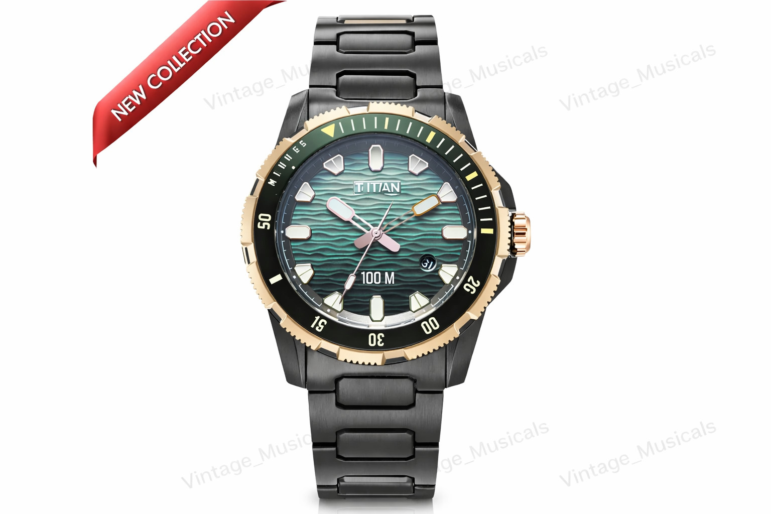 Titan Diver 100M Quartz Watch Men Blue Dial Steel Strap Lume Bezel Pro 10067KM02