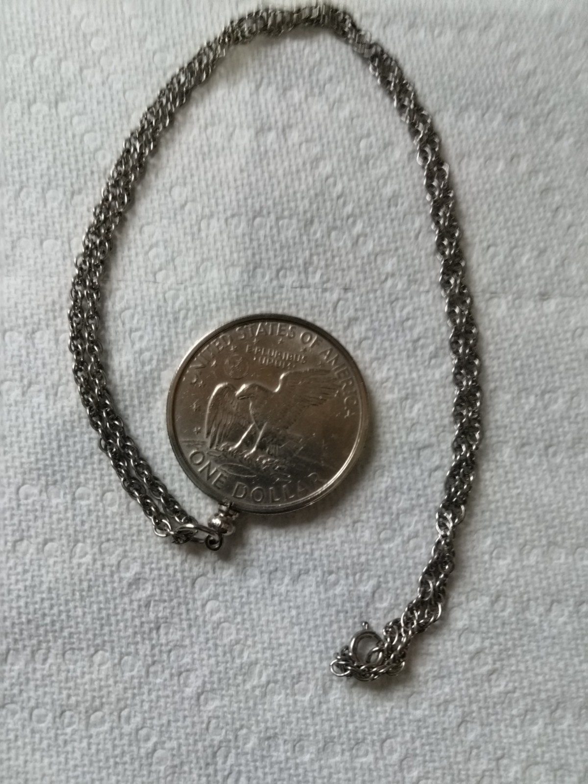 1972 Eisenhower Dollar Necklace with a 23 Inch metal Chain !!!!!