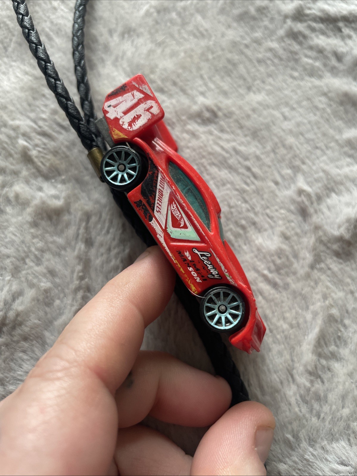 Hot Wheels Time Tracker distressed racing car bolo tie