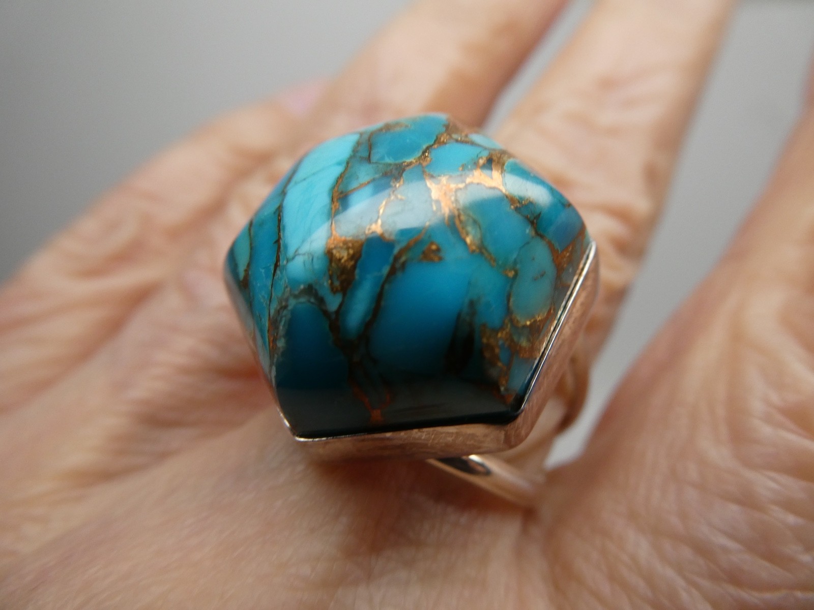 JAY KING DTR Sterling Silver 925 COPPER TURQUOISE Gemstone RING Size 8