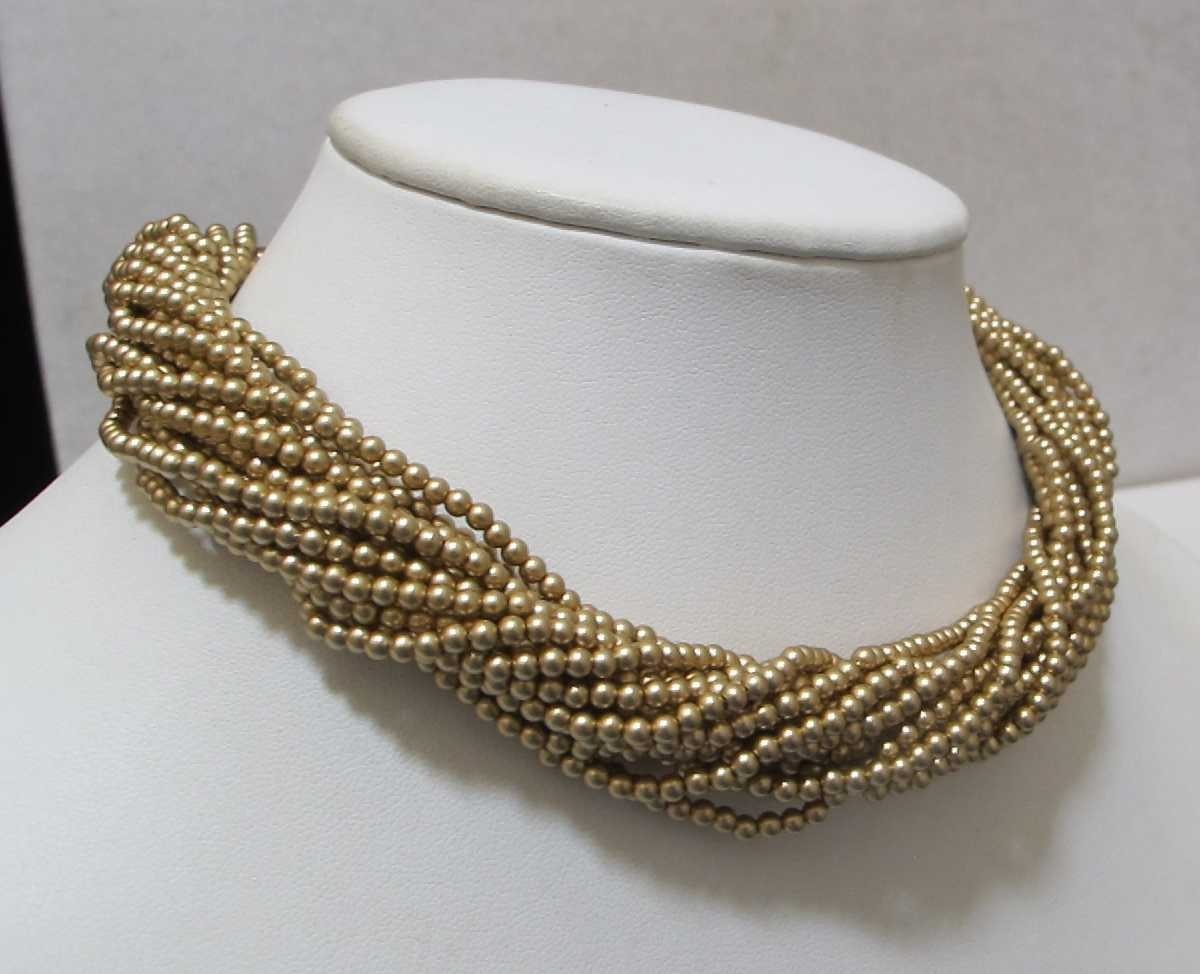 CAROLEE 16-Strand 17” Matte Gold Tone Beads Torsade Necklace $60 NWT