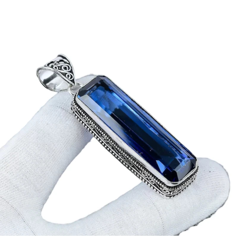 NEW LOOK Tanzanite Gemstone Handmade 925 Sterling Silver Jewelry Pendant 2.25″