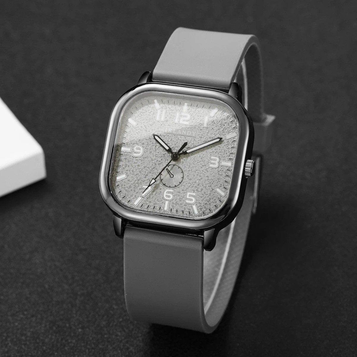 Square Quartz Watch Silicone Strap Casual Sports Men Women