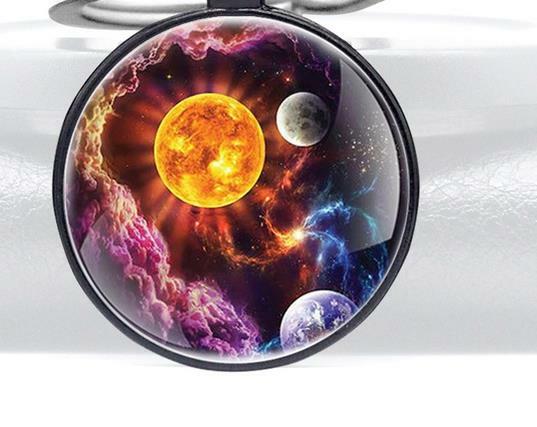 UNIVERSE GALAXY MOON EARTH SKY Pendant Sterling 925 Silver 22″ Necklace