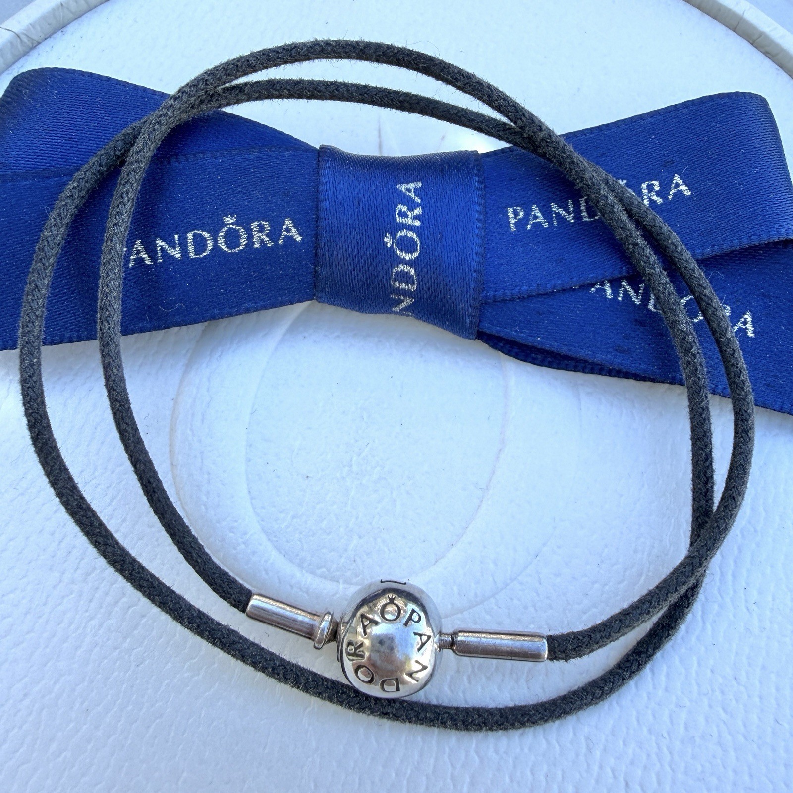 Authentic Pandora ESSENCE Grey Double Strand Charm Bracelet 36cm #596001