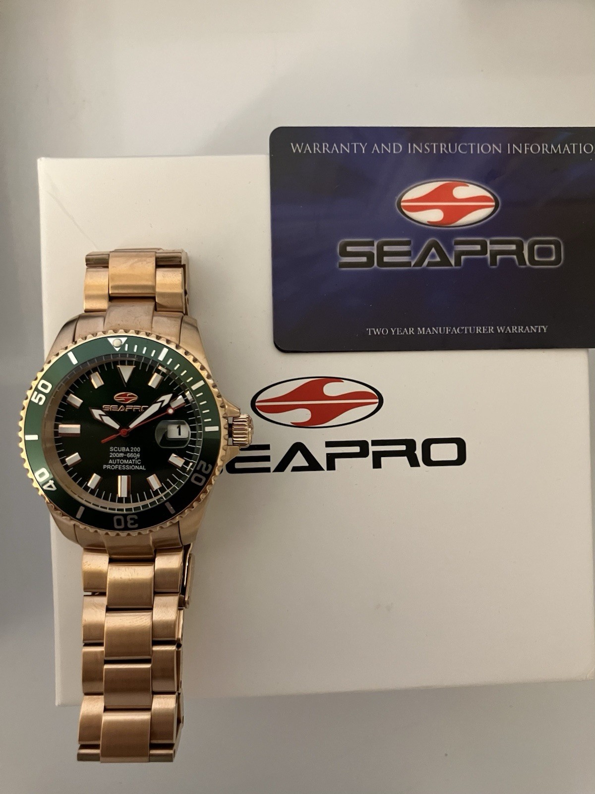 Seapro Men’s Scuba 200 Dark Green Dial Watch, Seiko NH35A, SP4323, NIBox