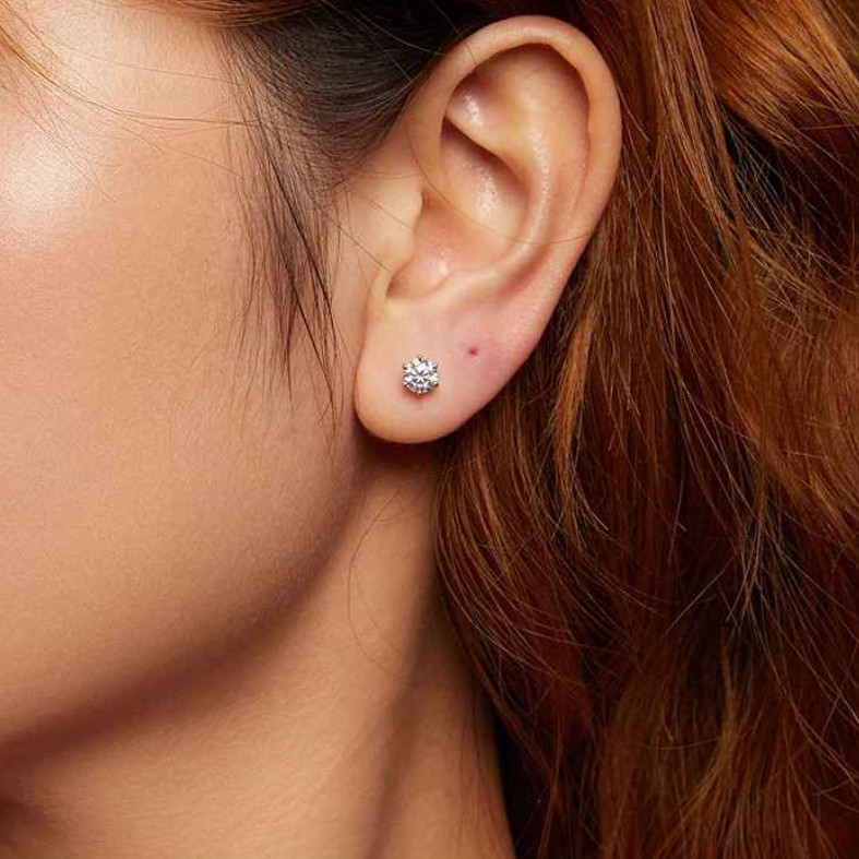 18k White Gold Plated 1CT Moissanite Screw Back Stud Earrings for Women With GRA