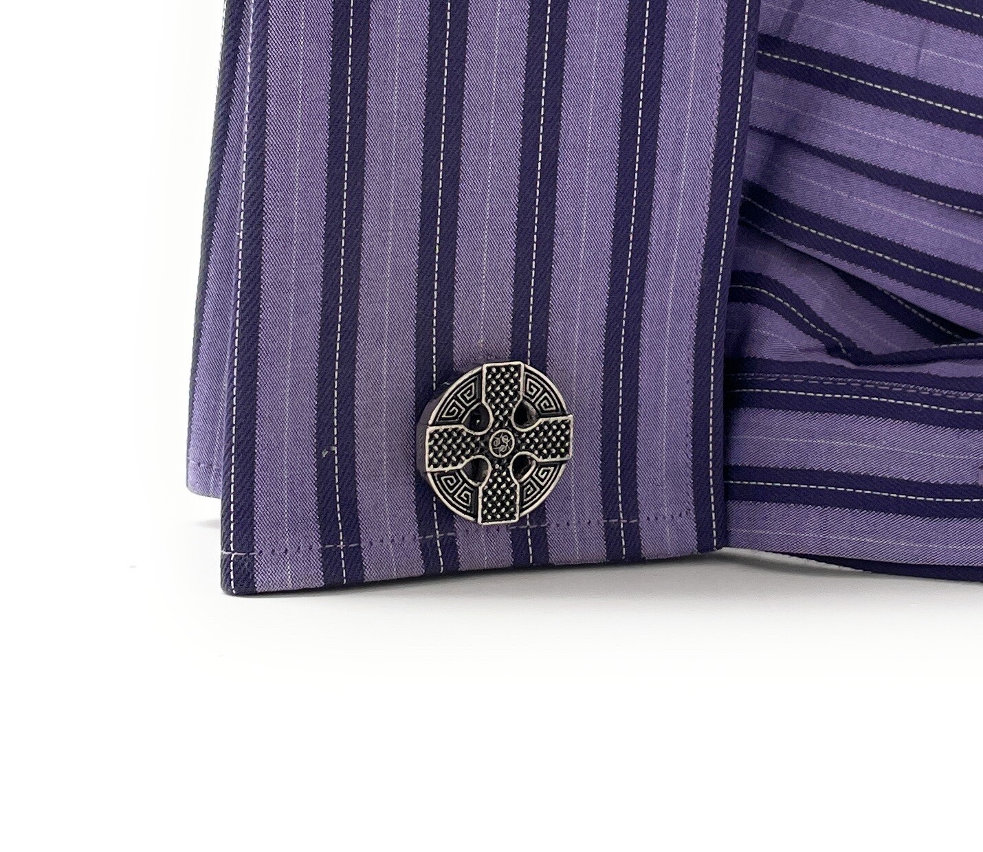 Celtic Cross Cufflinks Silver and Black Enamel Irish Cross Nimbus Cuff Links Wed