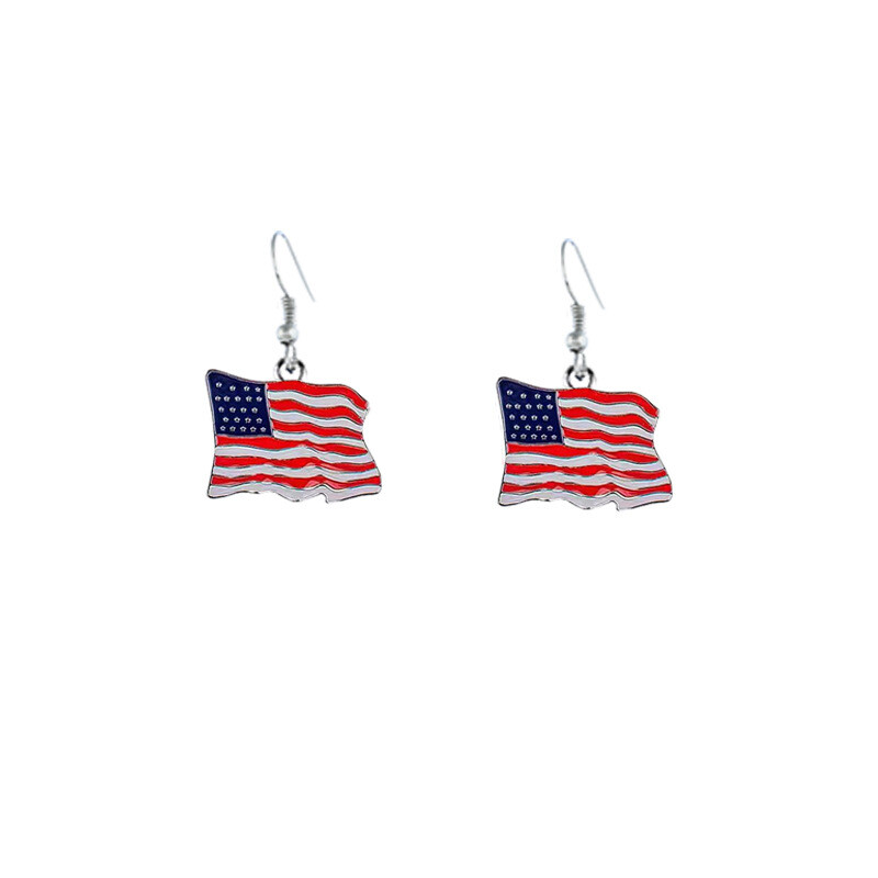 American Flag Earrings Independence Day Necklace July 4th Copper Jewelry Set