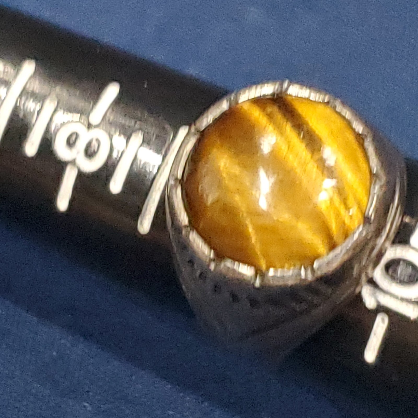 Taxco Mexico Tigers Eye Sterling Silver Stone Signed PRB #3 Thunderbird