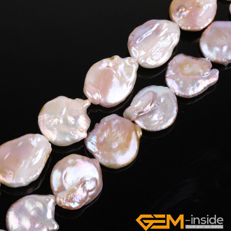 AAA Natural Baroque Big Nucleated Edison Coin Pearl Beads For Jewelry Making 15″
