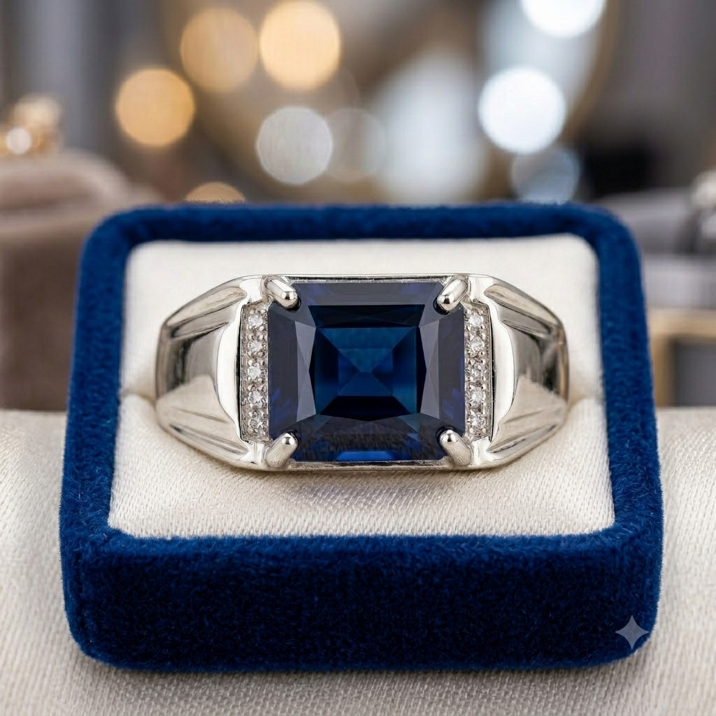 5.15 Ct Natural Sapphire And Diamond Wedding Bridal Ring 14k White Gold Size 8
