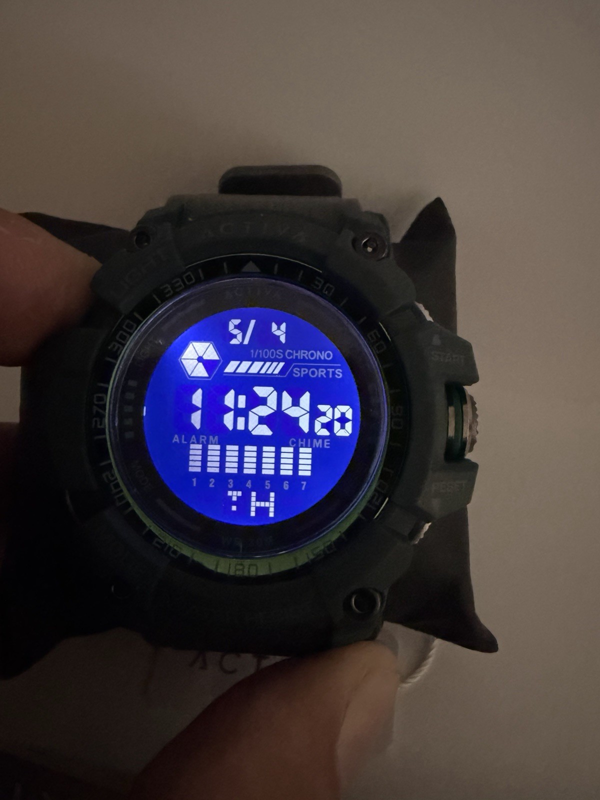 ACTIVA ACW8020 Digital Sport Watch Quartz Alarm Chrono Blue Backlight