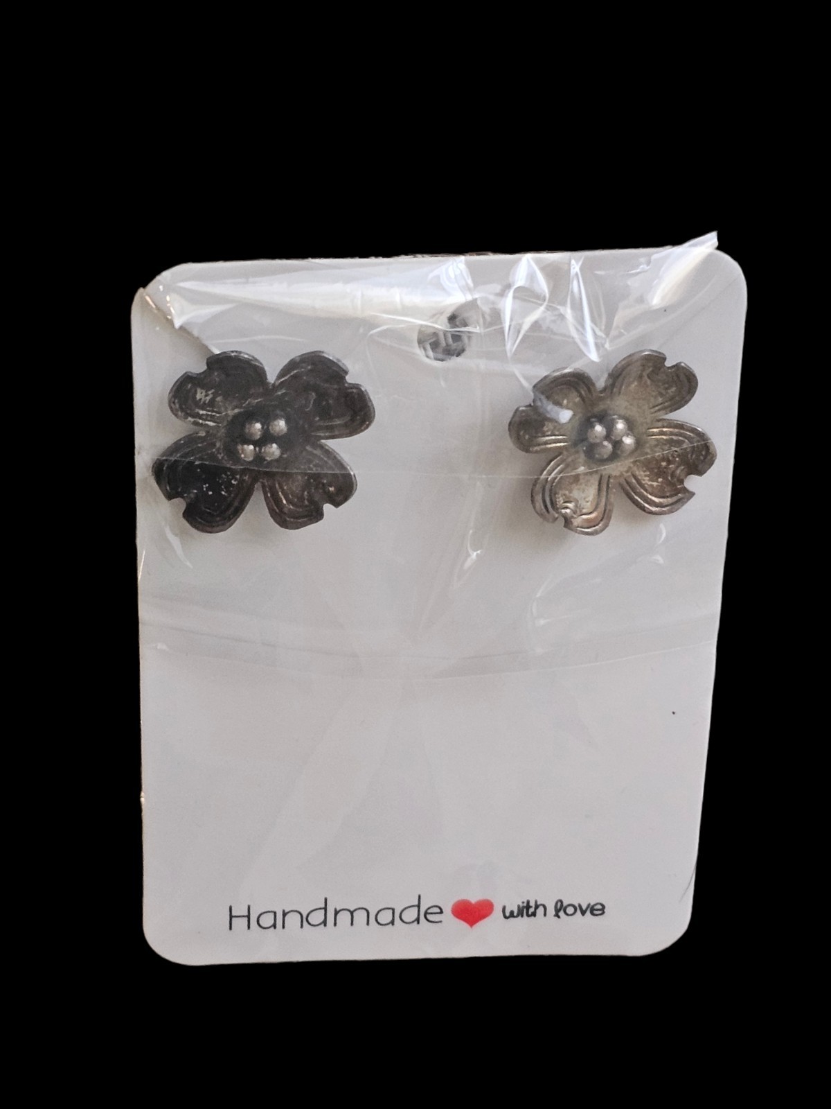 VINTAGE STERLING SILVER LARGE DOGWOOD FLOWER SCREW BACK EARRINGS 8.8 GRAMS