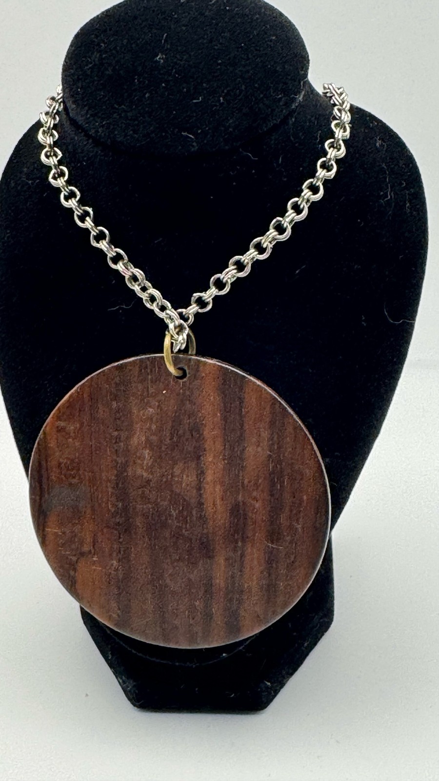 Wooden Sailboat Pendant Necklace Nautical Round Wood Statement Jewelry