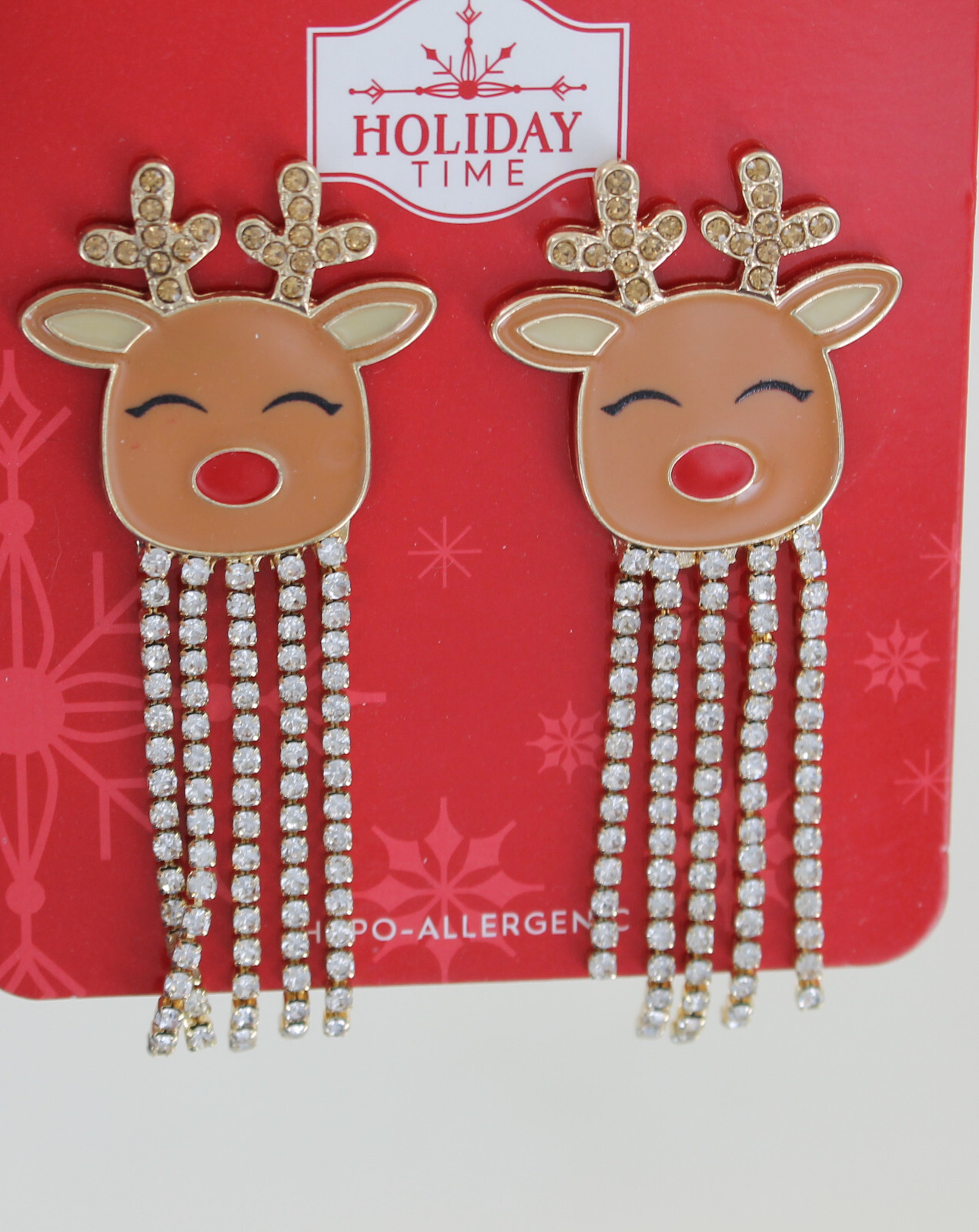 New Holiday Time Earrings – Reindeer Head with Bling