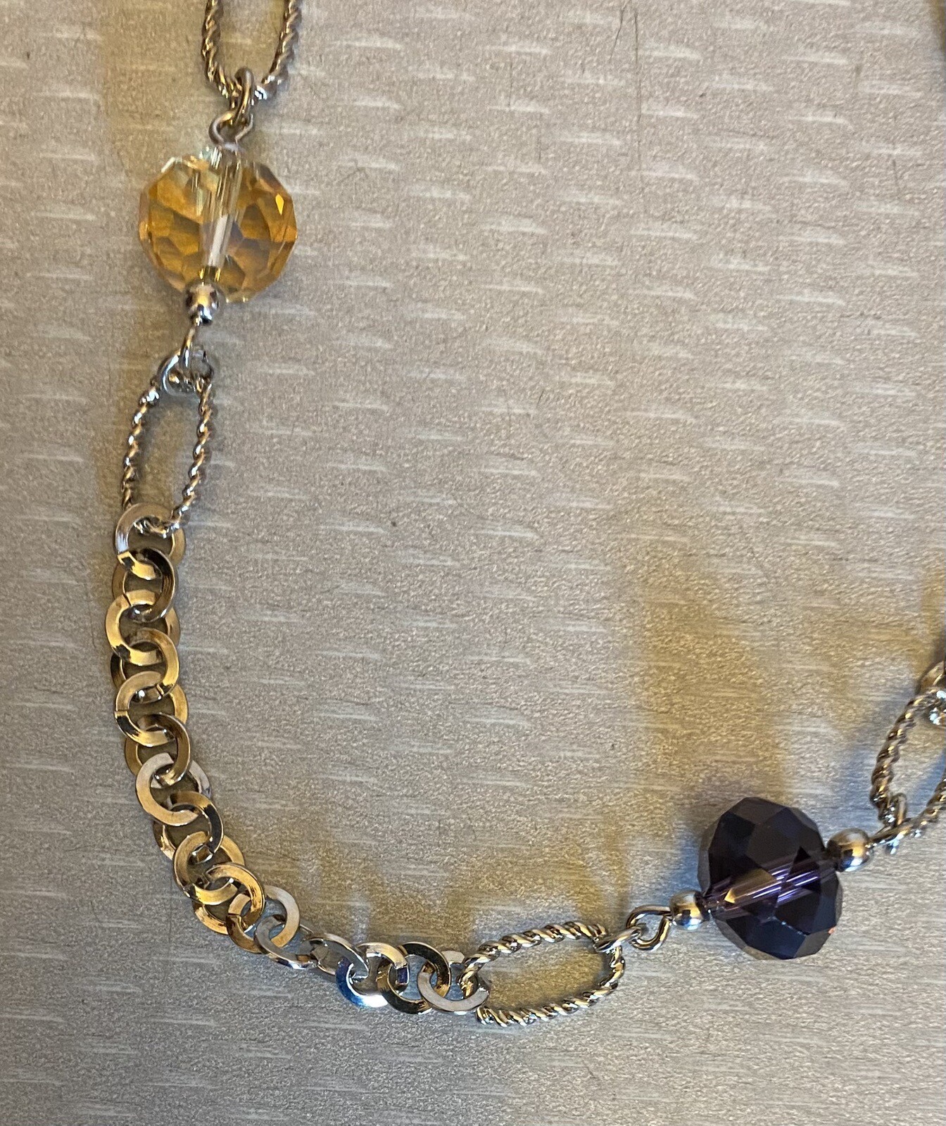 Vintage Stationed Multicolor Crystal Bead Sautoir Necklace Endless Chain 62″