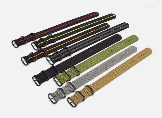 Ballistic Nylon 3 Ring PVD Zulu Watch Strap 22mm N.A.T.O G10 Military Dive
