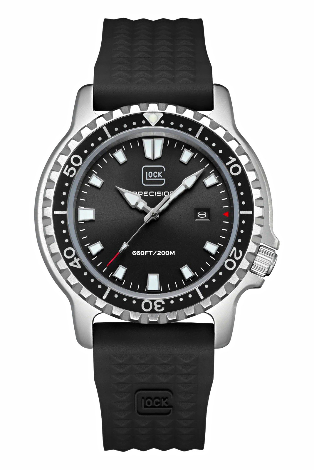 GLOCK Precision GW-44-2-22 Men’s Watch, Black Dial, Silver Case, Black Strap