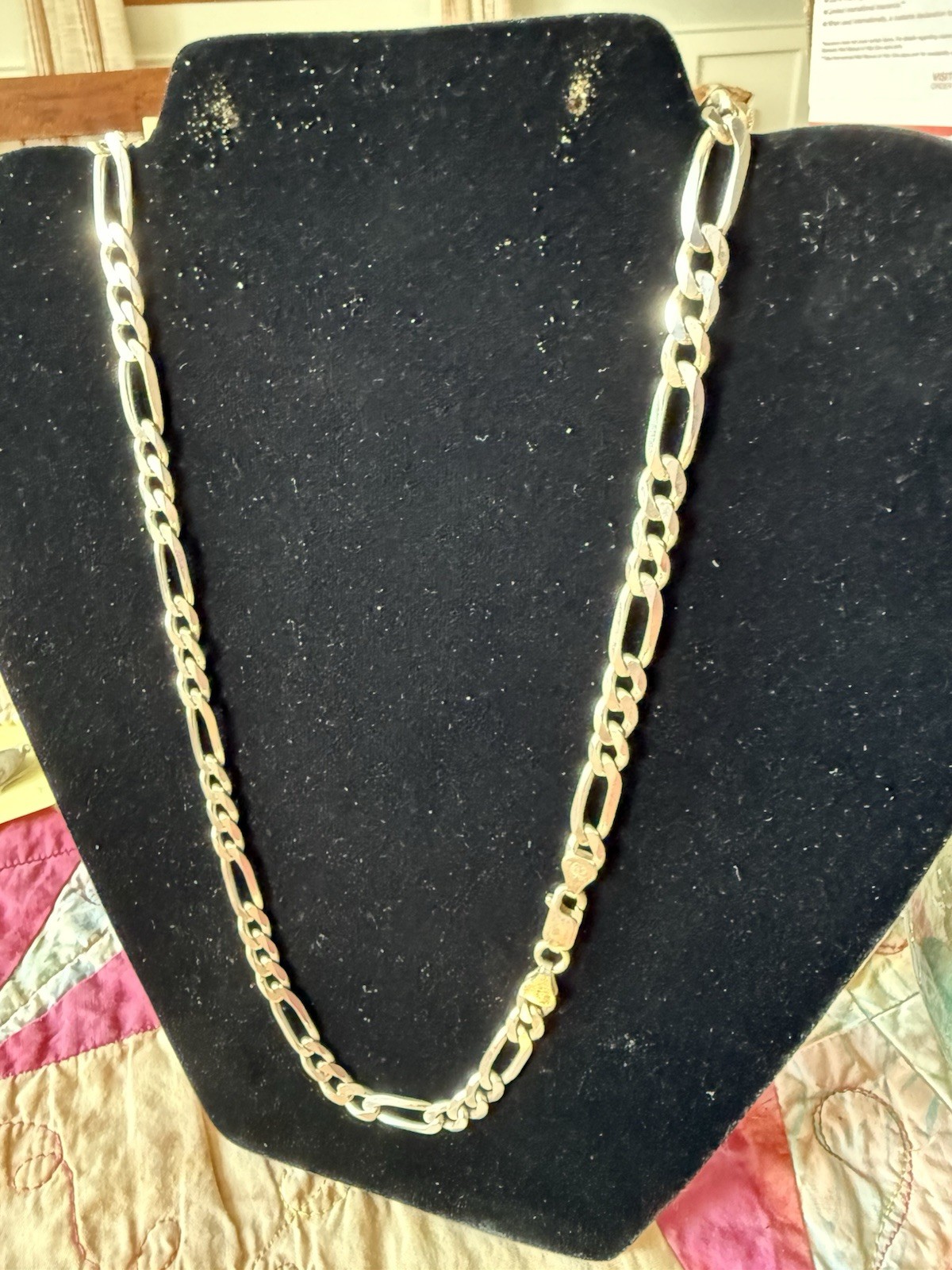 Men Women Figaro Link Chain Necklace 22″ 35gm 6.3mm 925 Sterling Silver Italy