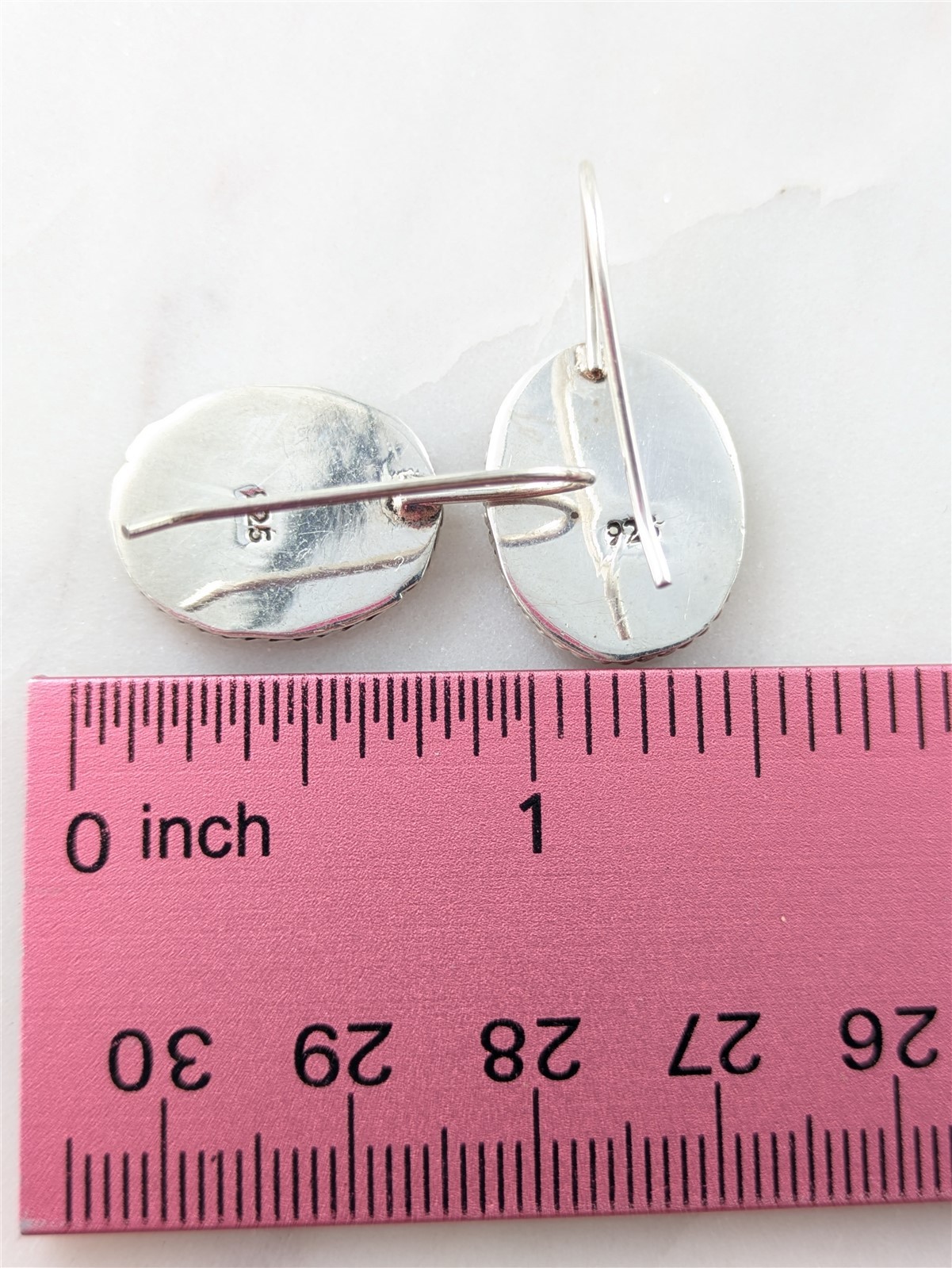 Vintage Solid Sterling Silver LBN Monogramed Oval Dangle Earrings 10.7 Grams