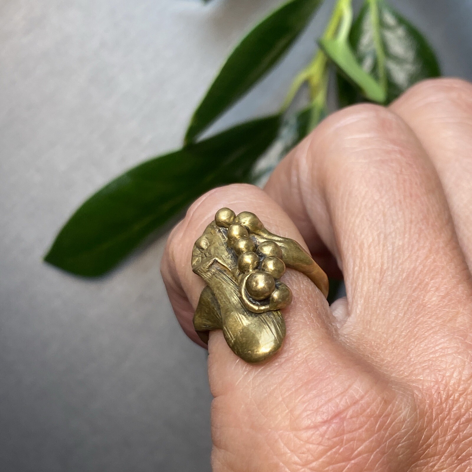 Antique Vintage Art Nouveau Bronze Ring Estate Jewelry Pre-owned Calla Size 4