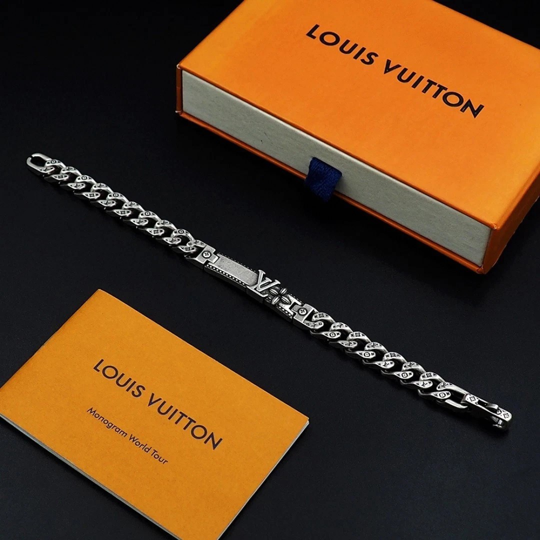 Men’s Engraved Silver Gourmette Bracelet Vintage Style Cuban Link Jewelry