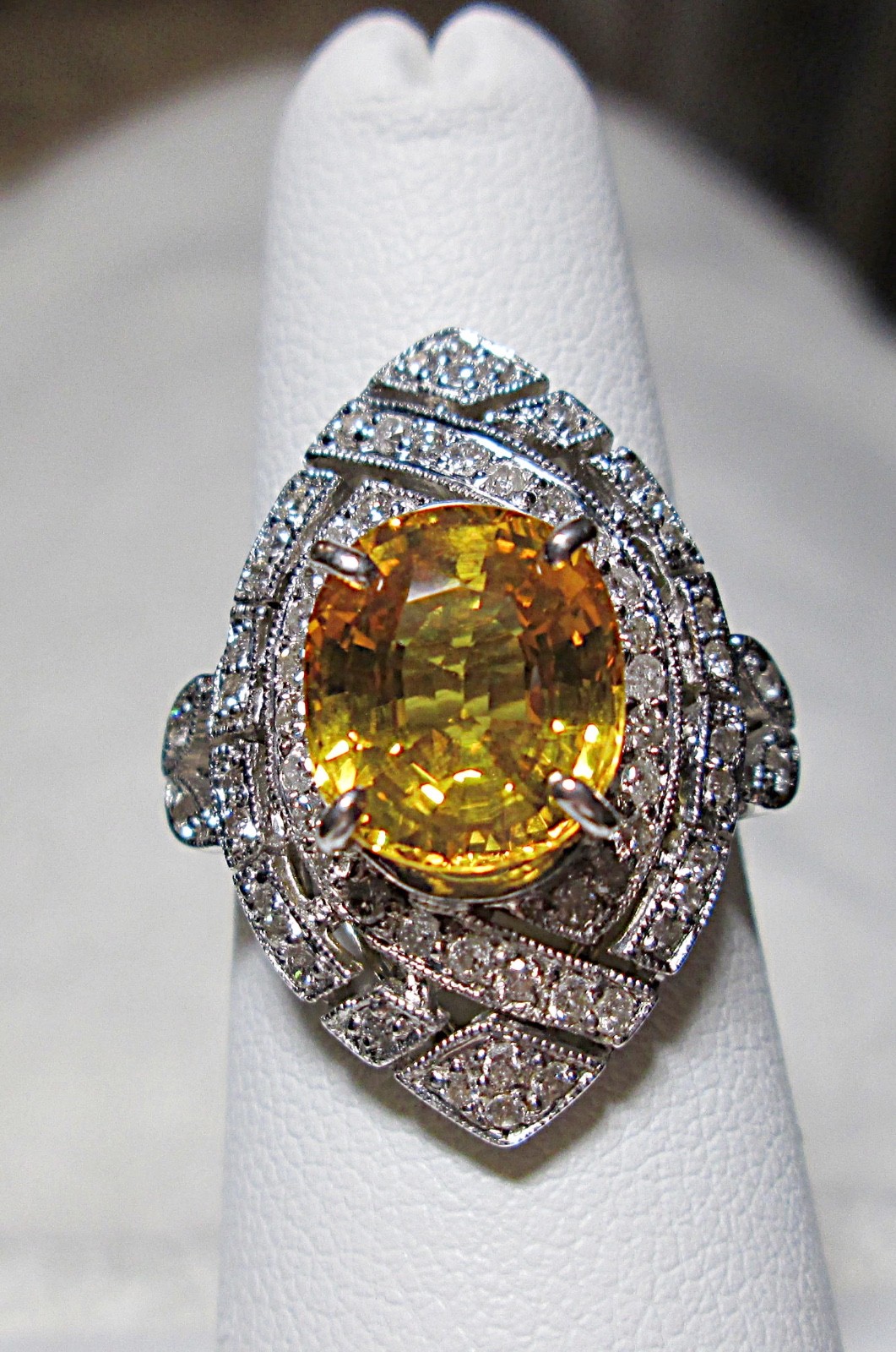 GORGEOUS 18K WG NATURAL SAPPHIRE DIAMOND RING SEPT BIRTHSTONE
