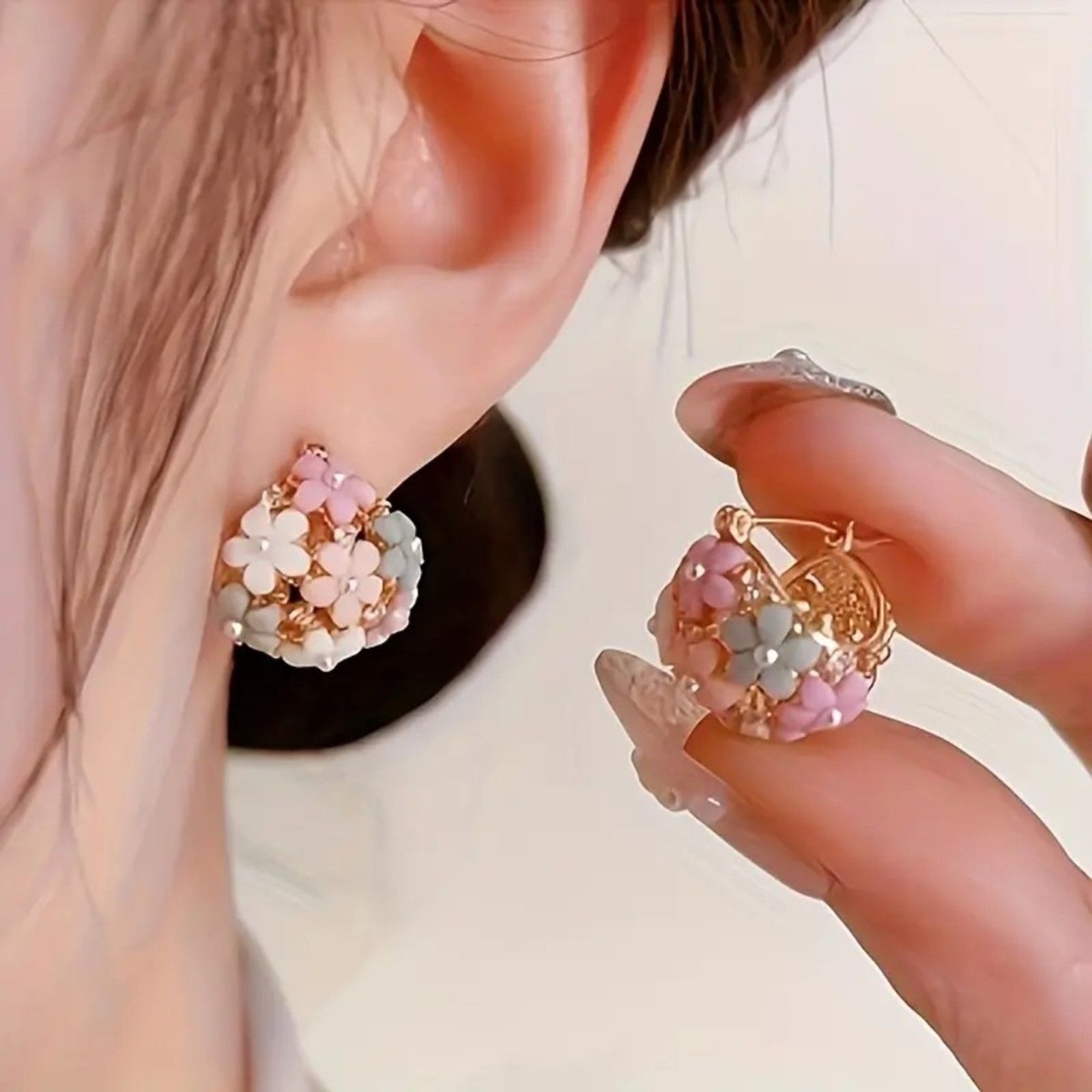 Elegant Chic Floral Pastel Bouquet Earring – Great for Weddings