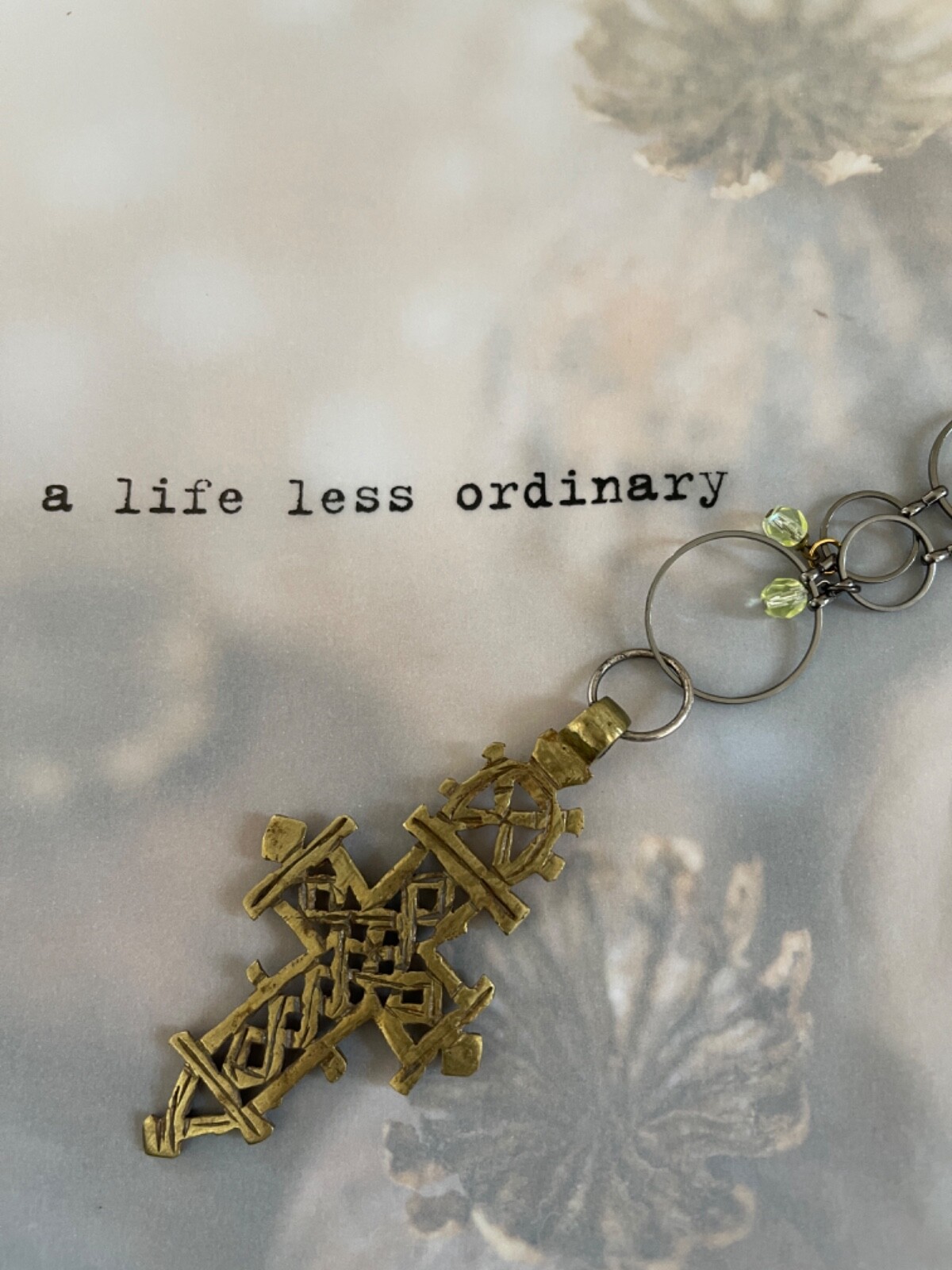 Artisan Crafted Brass Ethiopian Coptic Cross Statement Necklace is NWOT!