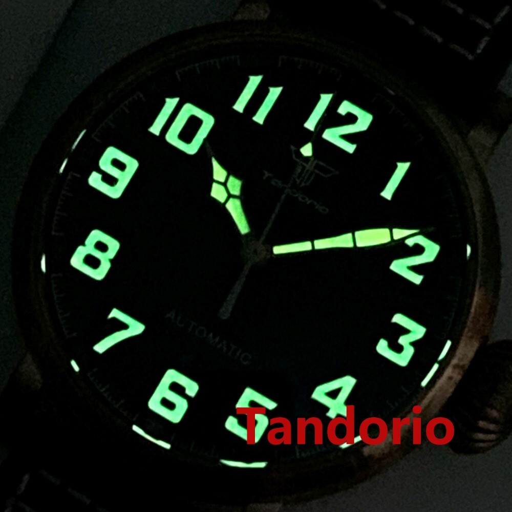 46.5mm Big Tandorio CUSN8 Solid Bronze Case Black Dial NH35A Automatic Men Watch