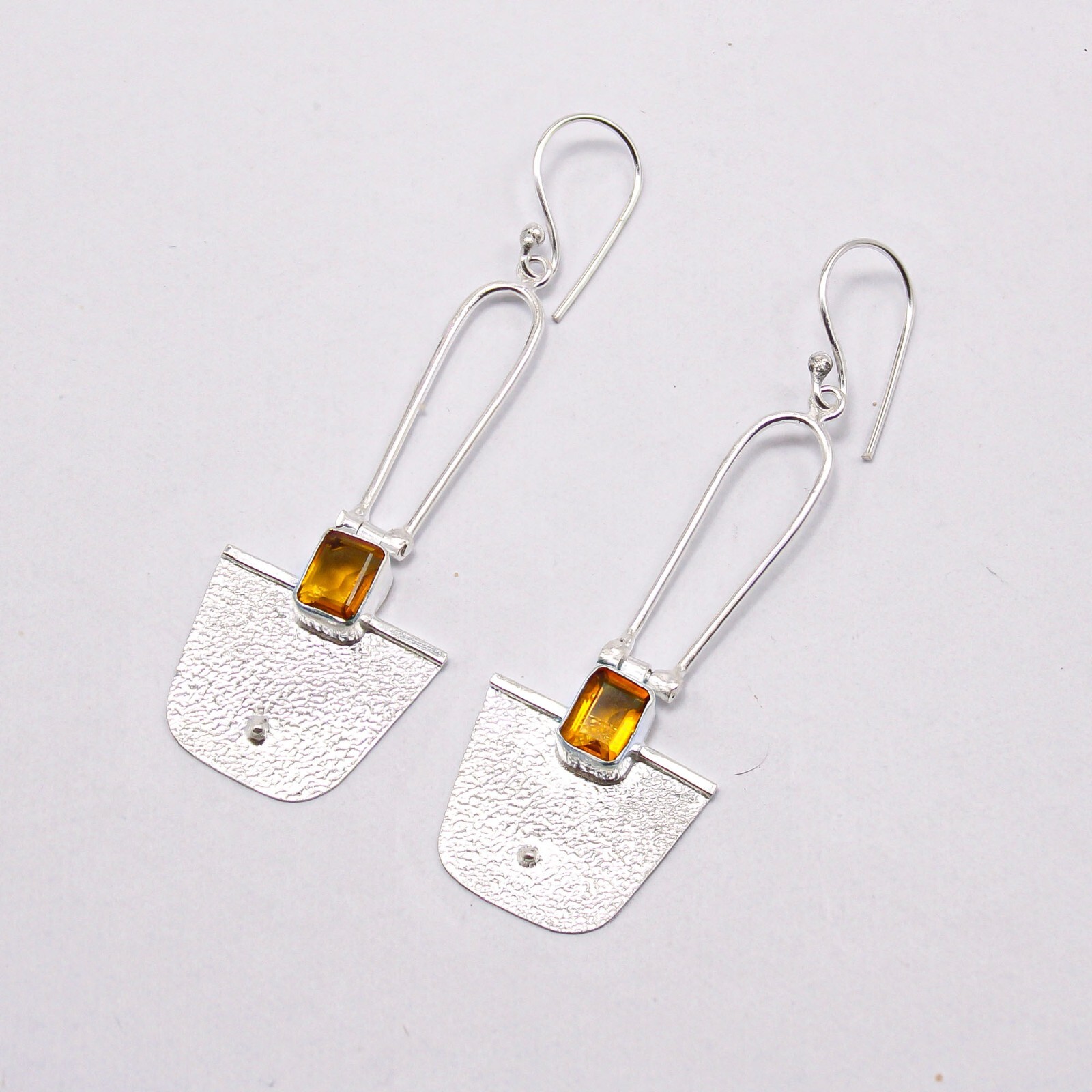 Citrine Gemstone 925Sterling Silver Jewelry Handmade Earrings 2.2″ Birthday Gift