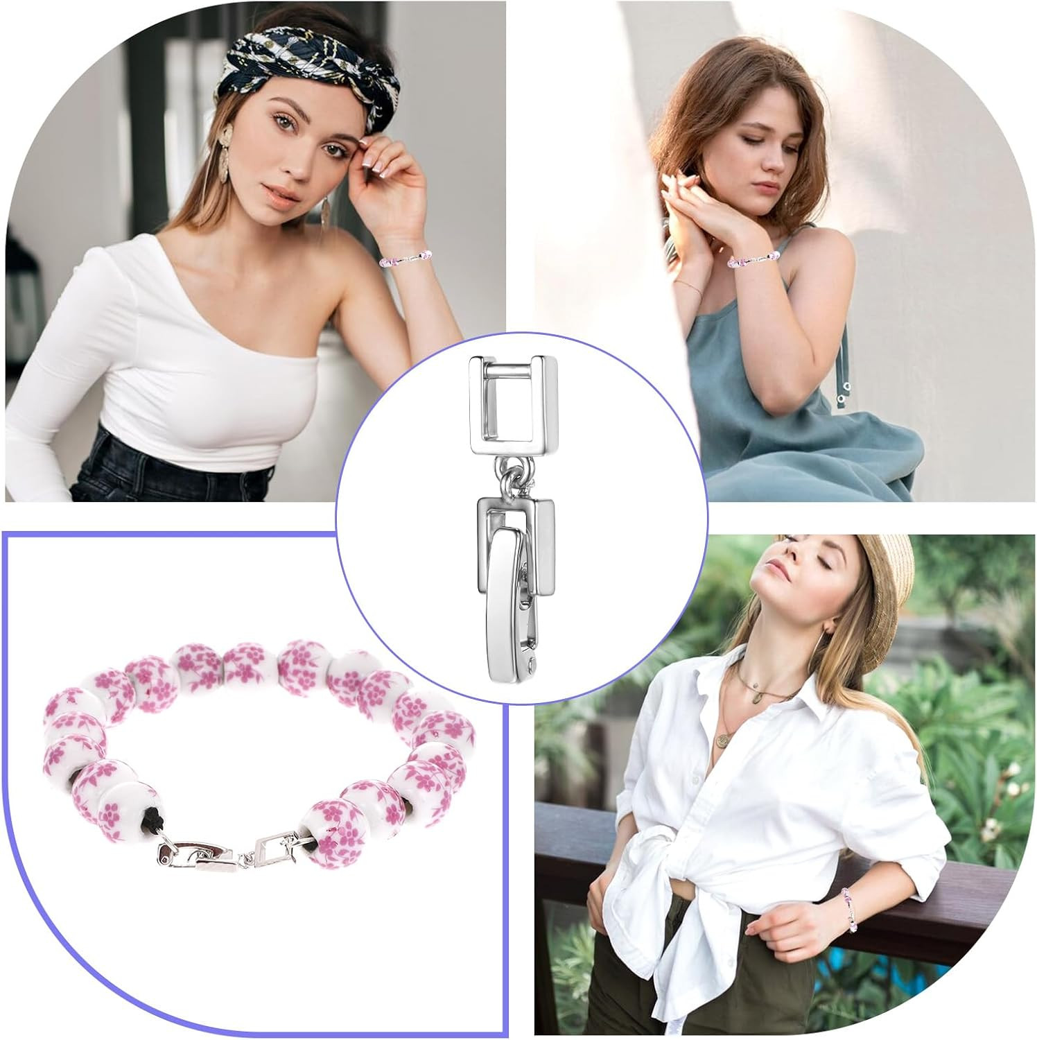 6 Pcs Silver Watch Extender Clasp Fold over Clasp Necklace Bracelet Extenders fo