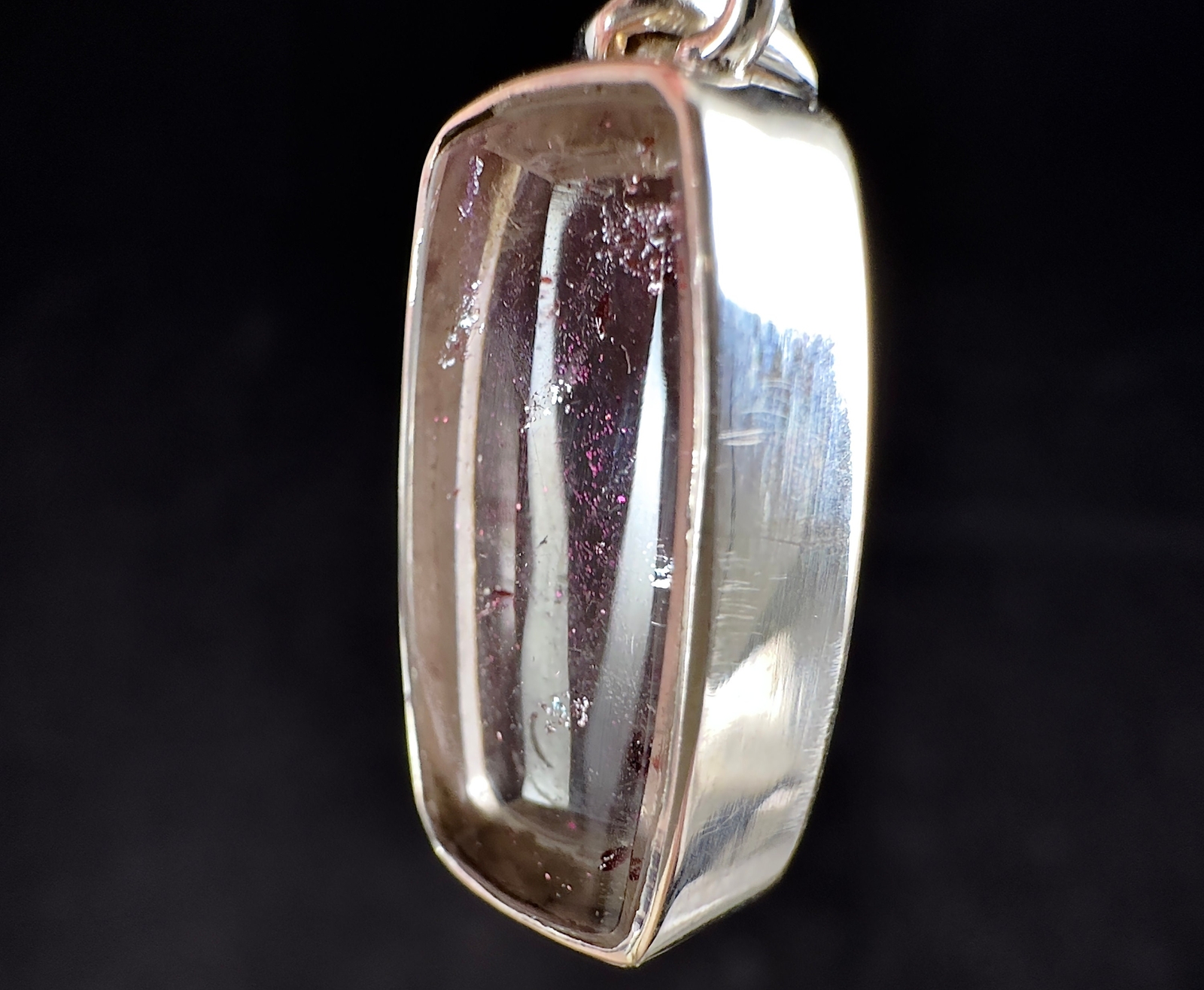COVELLITE Pink Fire Quartz Crystal Pendant Fine Stone Healing Jewelry, 54300