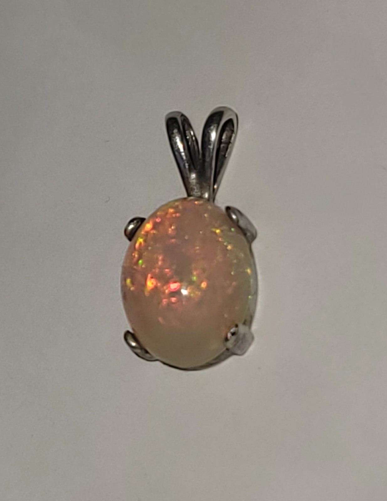 Ethiopian Fire Opal Pendant Natural 11X9 / 925 Sterling Silver (SEE DETAILS)