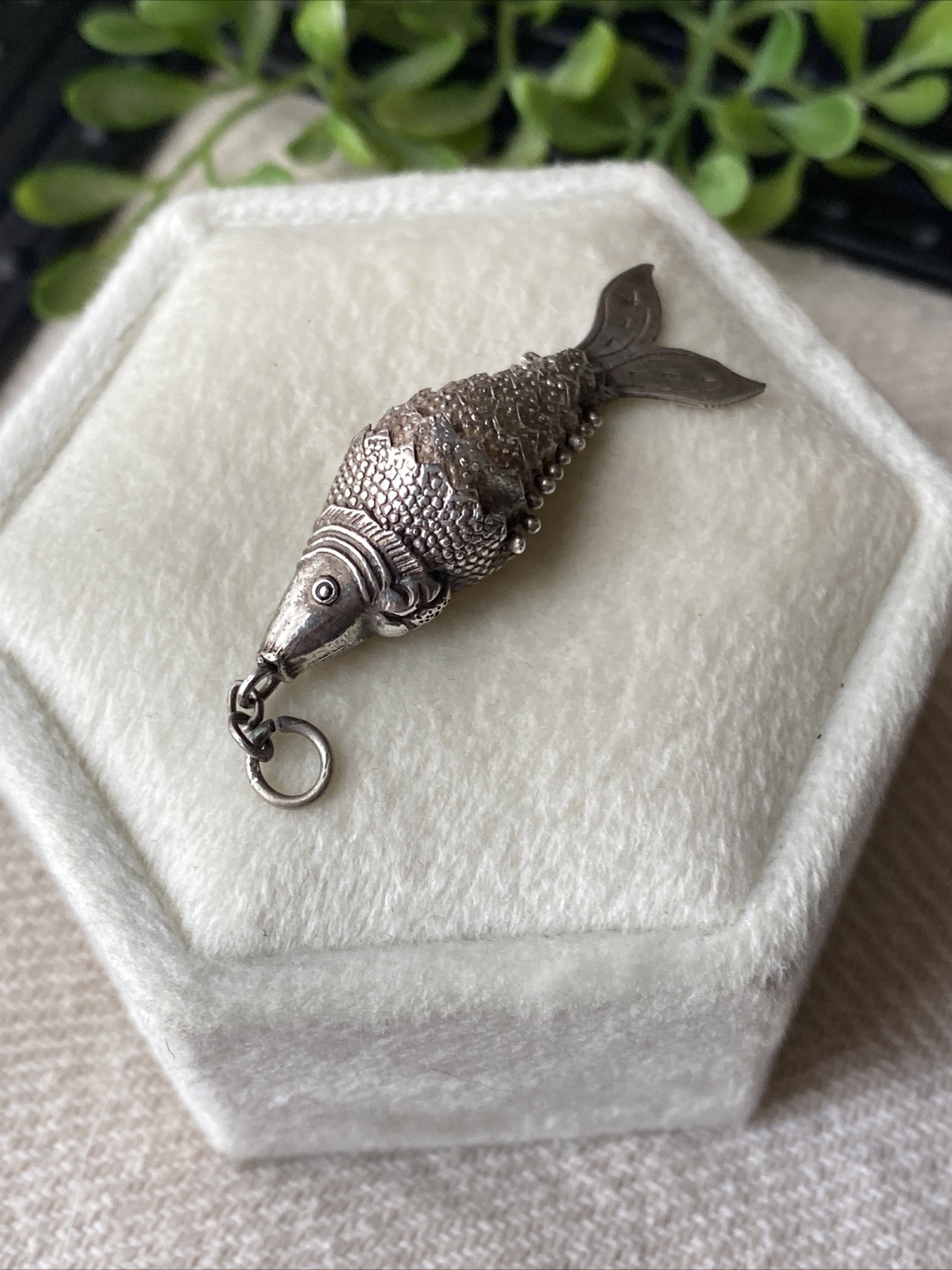 Vintage Sterling Silver 925 Pendant Charm Articulated Fish Chinese Export